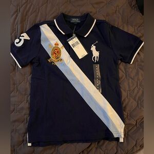 Ralph Lauren Big Pony Navy Stripe Polo Shirt Classic Design